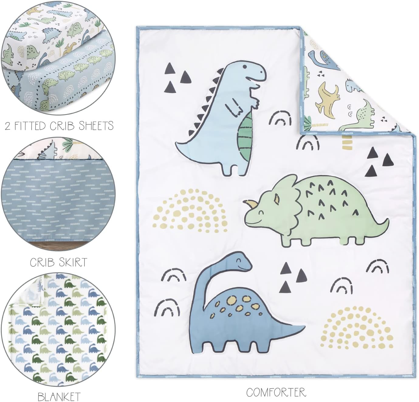 5 Piece Baby Crib Bedding Set for Boys - Newborn, Infant & Toddler Nursery Bed Set Decor with Fitted Crib Sheets