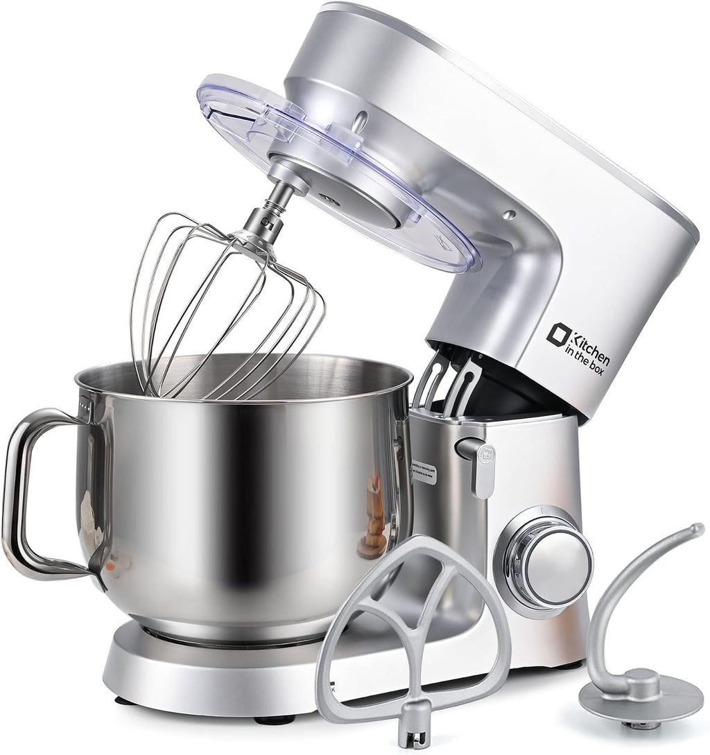 Stand Mixer 8.5 QT, 900 Watt Heavy Dough Mixer Silver