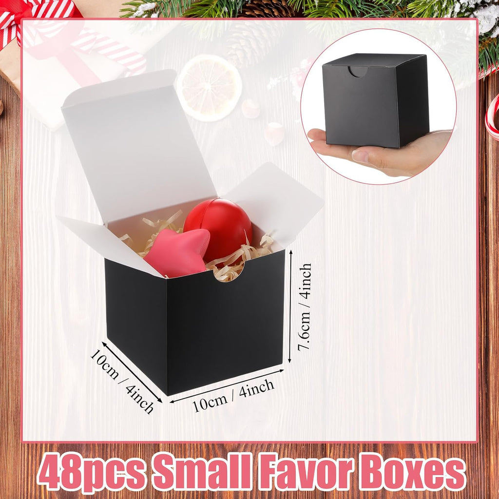 48 Pack Black Gift Boxes Small Cardboard Gift Boxes with Lids