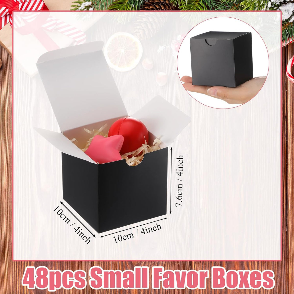 48 Pack Black Gift Boxes Small Cardboard Gift Boxes with Lids