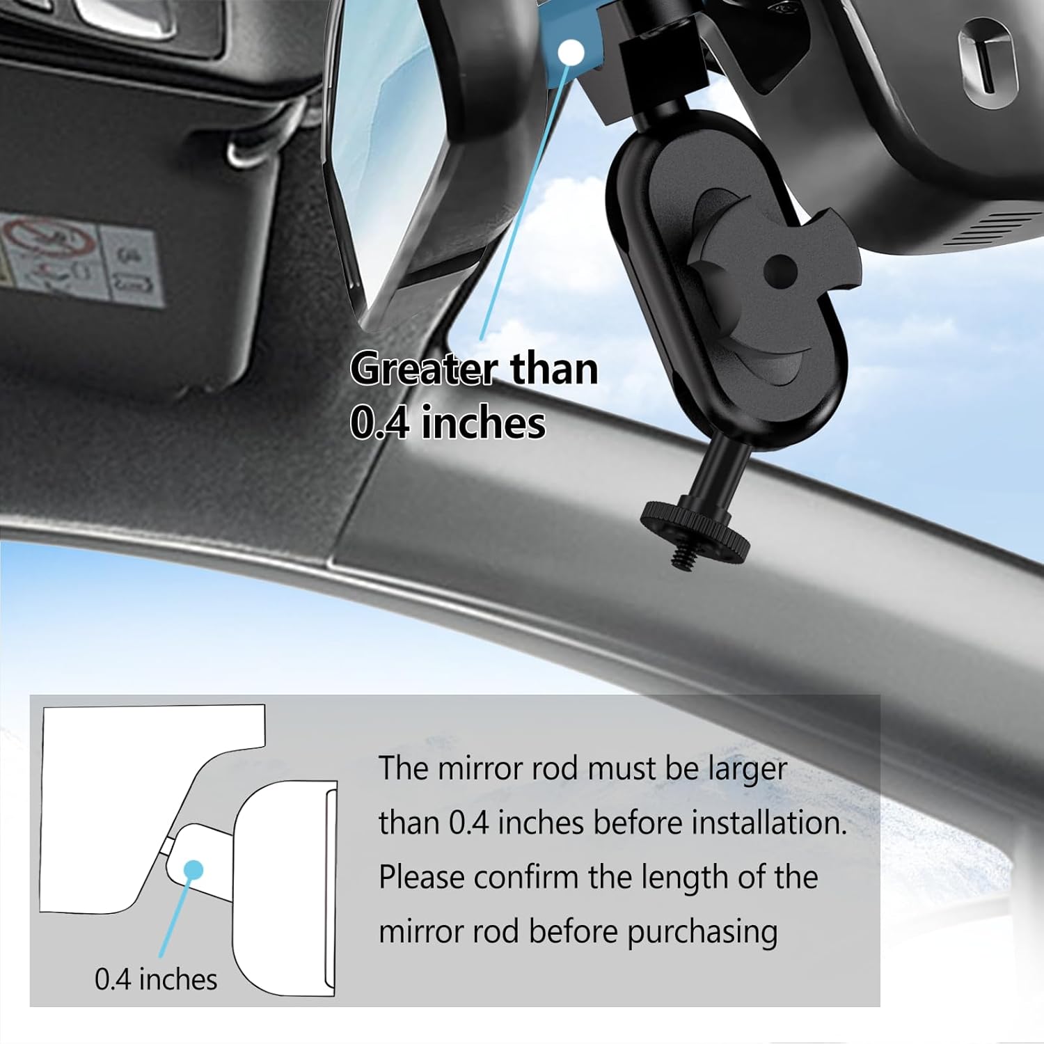 Dash Cam Mount, Rearview Mirror Bracket Installation Kit, for Rove APEMAN CHORTAU VANTRUE Crosstour Old Shark GoPro