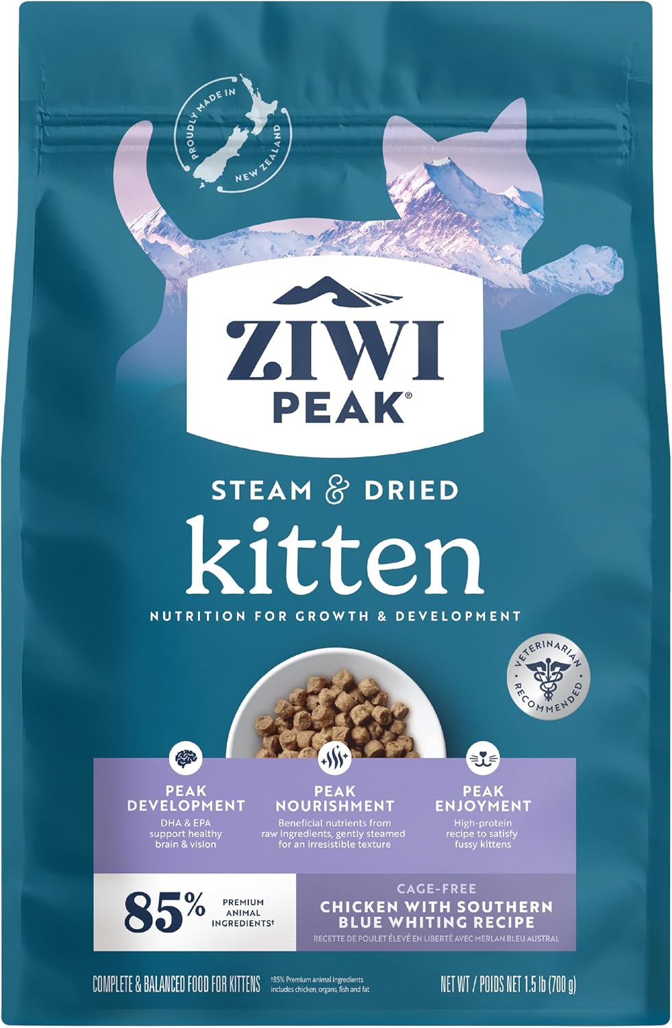 Peak Steam & Dried Chicken with Southern Blue Whiting Recipe for Kittens (1.5 lbs)