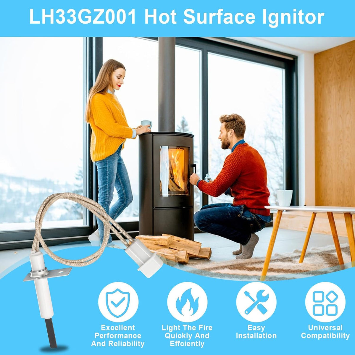 LH33ZG001 Hot Surface Ignitor Compatible With Carrier Bryant Payne Furnace
