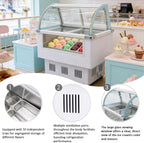 Commercial 10-Pan Gelato & Ice Cream Dipping Cabinet Display Freezer with Tempered Glass Sliding Doors Intelligent