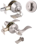 Keyed Alike Front Door Exterior Door Lever Lockset with Single Cylinder Deadbolt Combination Set, Door Knob with Lock