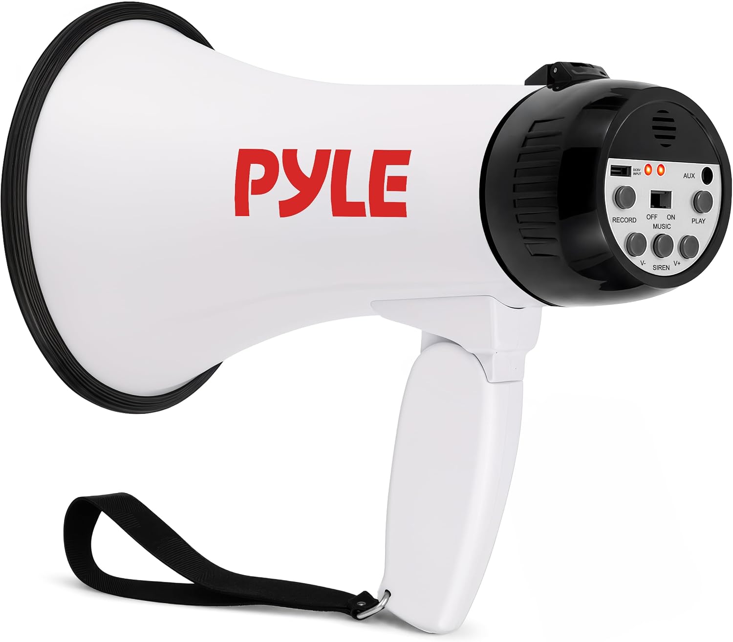 Rechargeable Bullhorn Megaphone with Voice Recording, AUX Input & Siren, USB-C Fast Charging, 1200-Yard Voice Range