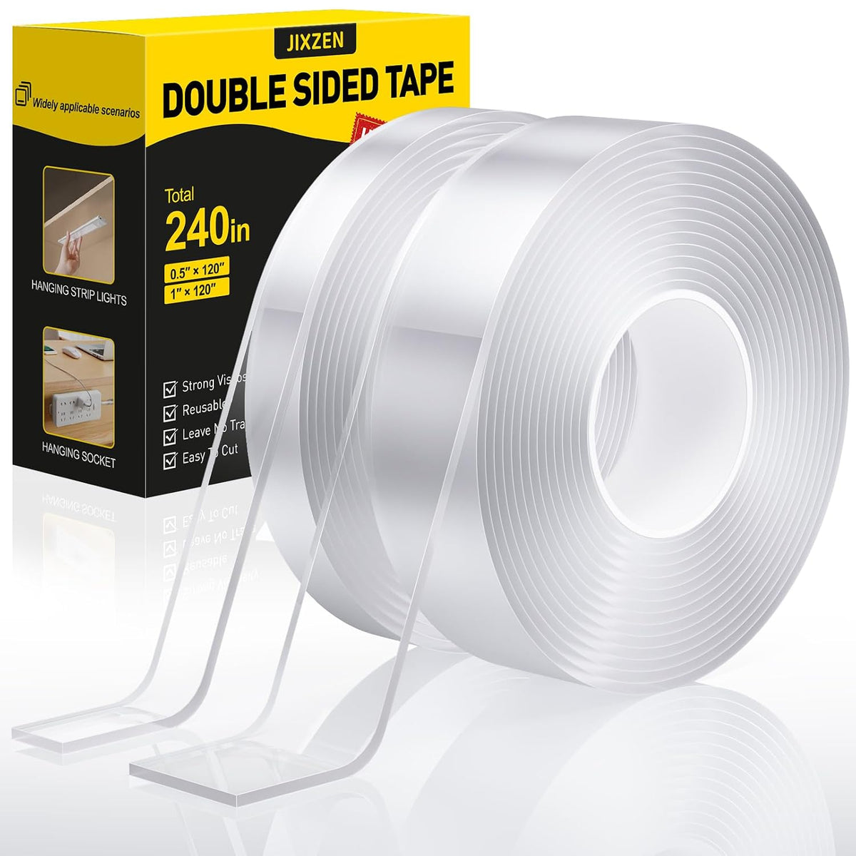 Double Sided Tape Heavy Duty, Removable Nano Tape, 20FT, 2 Rolls