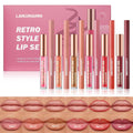 6 Matte Lip Liner With 6 Nourishing Lip Oil Lip Gloss Set, Long-Lasting And Hydrating 2 IN 1 Makeup Set, Beauty Daily
