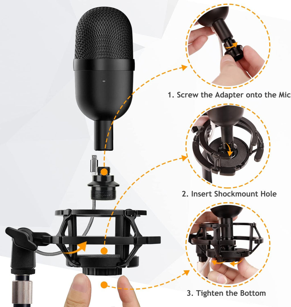 Razer Mini Shock Mount with Foam Windscreen Cover, Anti-Vibration Suspension Shockmount Mic Holder Clip Pop Filter to