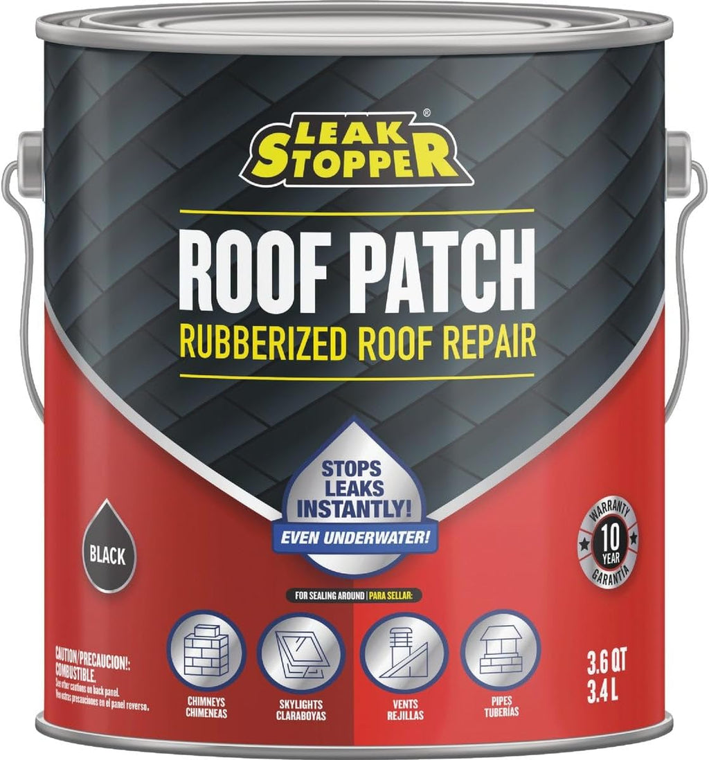Gibson Leak Stopper Rubberized Roof Patch 1 Gallon | 100% Flexible Instant Sealant for Built-Up Roofs, SBS Modified