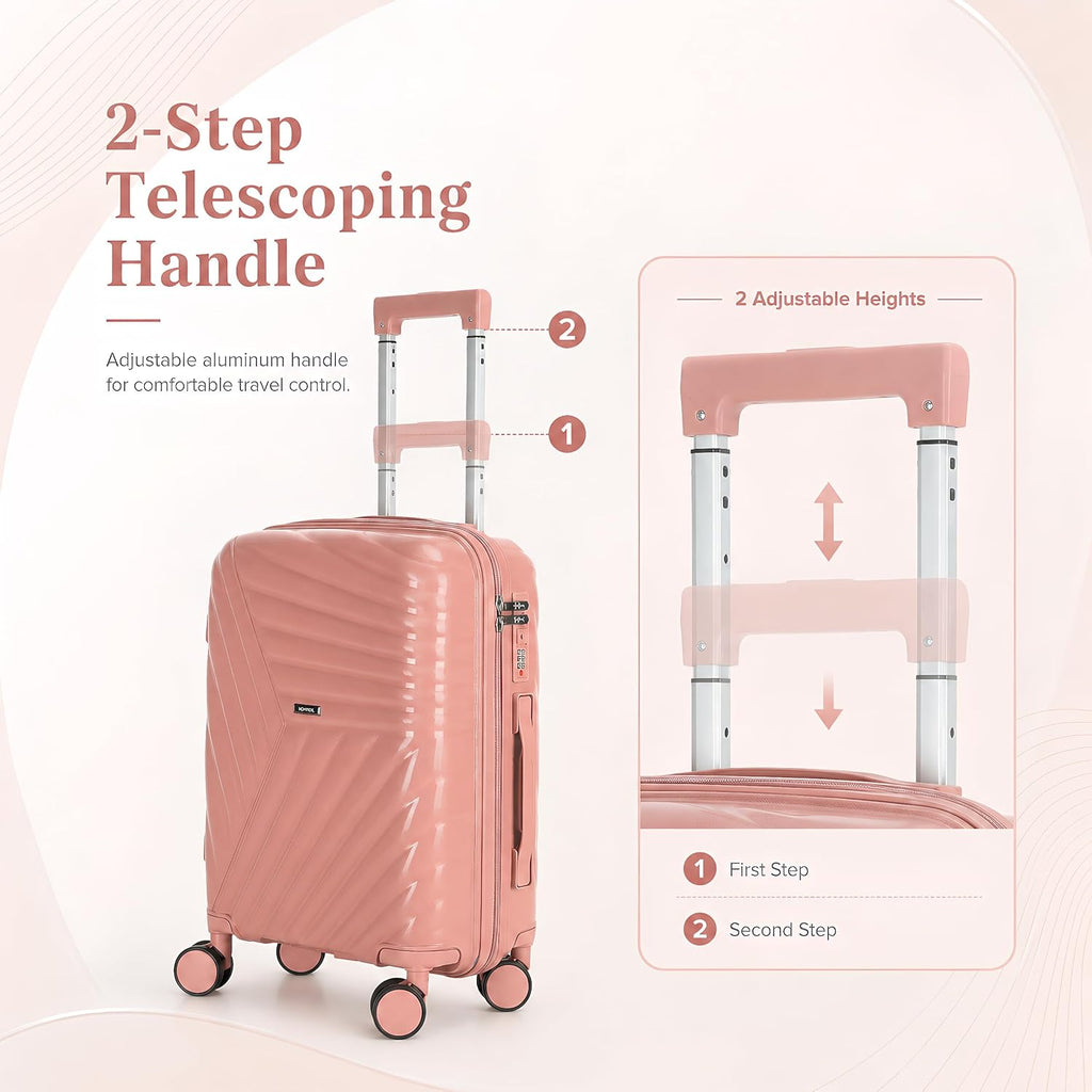 20 In Carry On Luggage with TSA Lock, 22x14x9 Airline Approved Hardside Suitcase, Lightweight PP Travel Luggage with