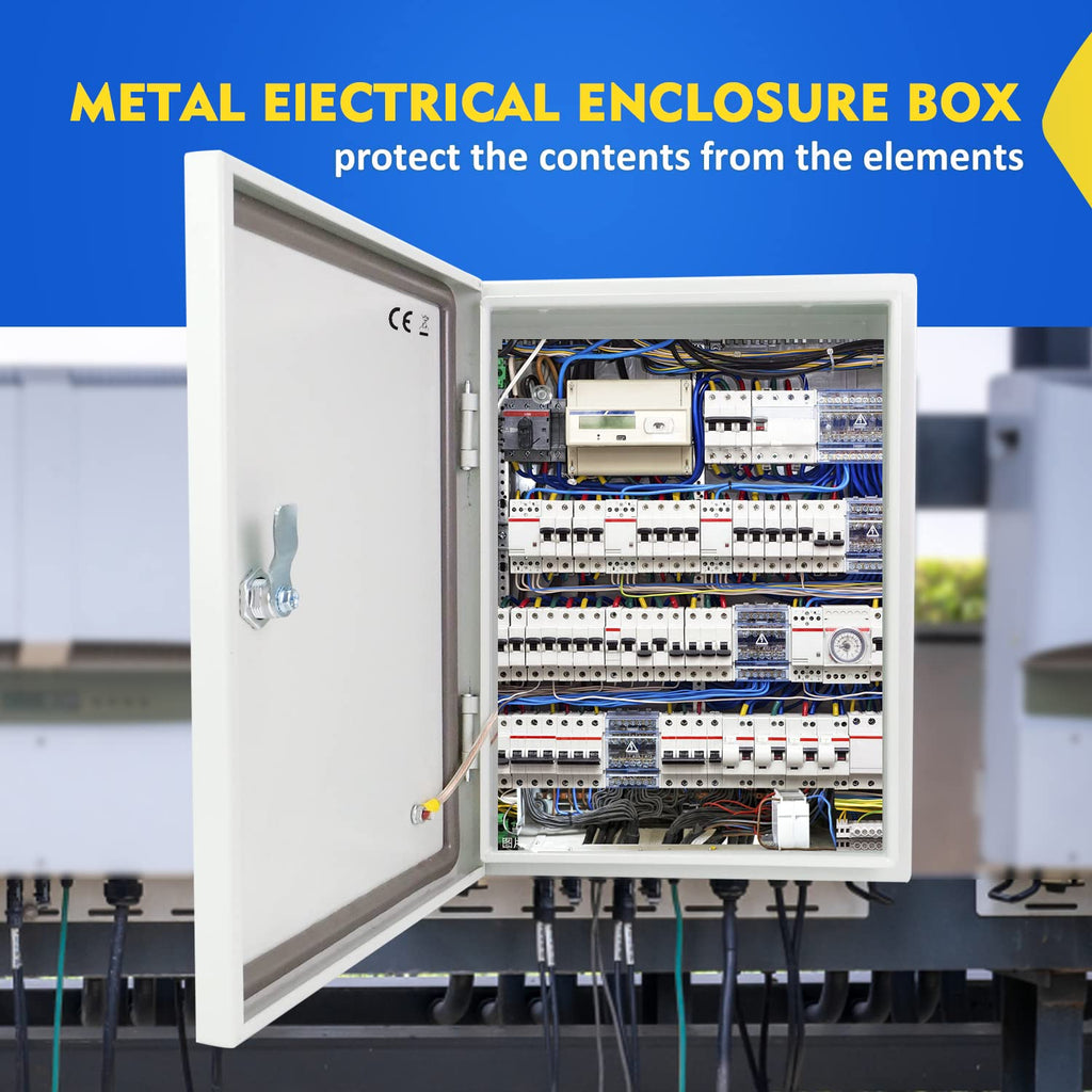 Tocretoare Outdoor Electrical Box, Steel Junction Box 20 x 16 x 8'', NEMA 4X Electrical Enclosure Box IP66 Waterproof & Dustproof, Universal Electrical Project Box with Lock & Mounting Plate