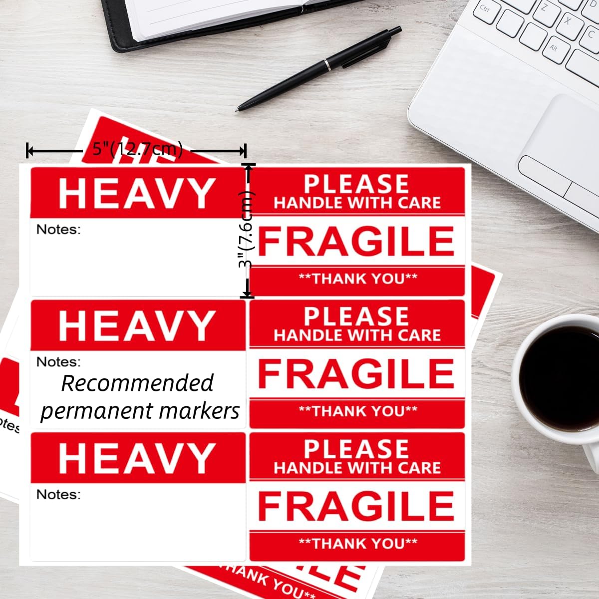 Fragile & Heavy Warning Labels for Moving Boxes with Writing Space