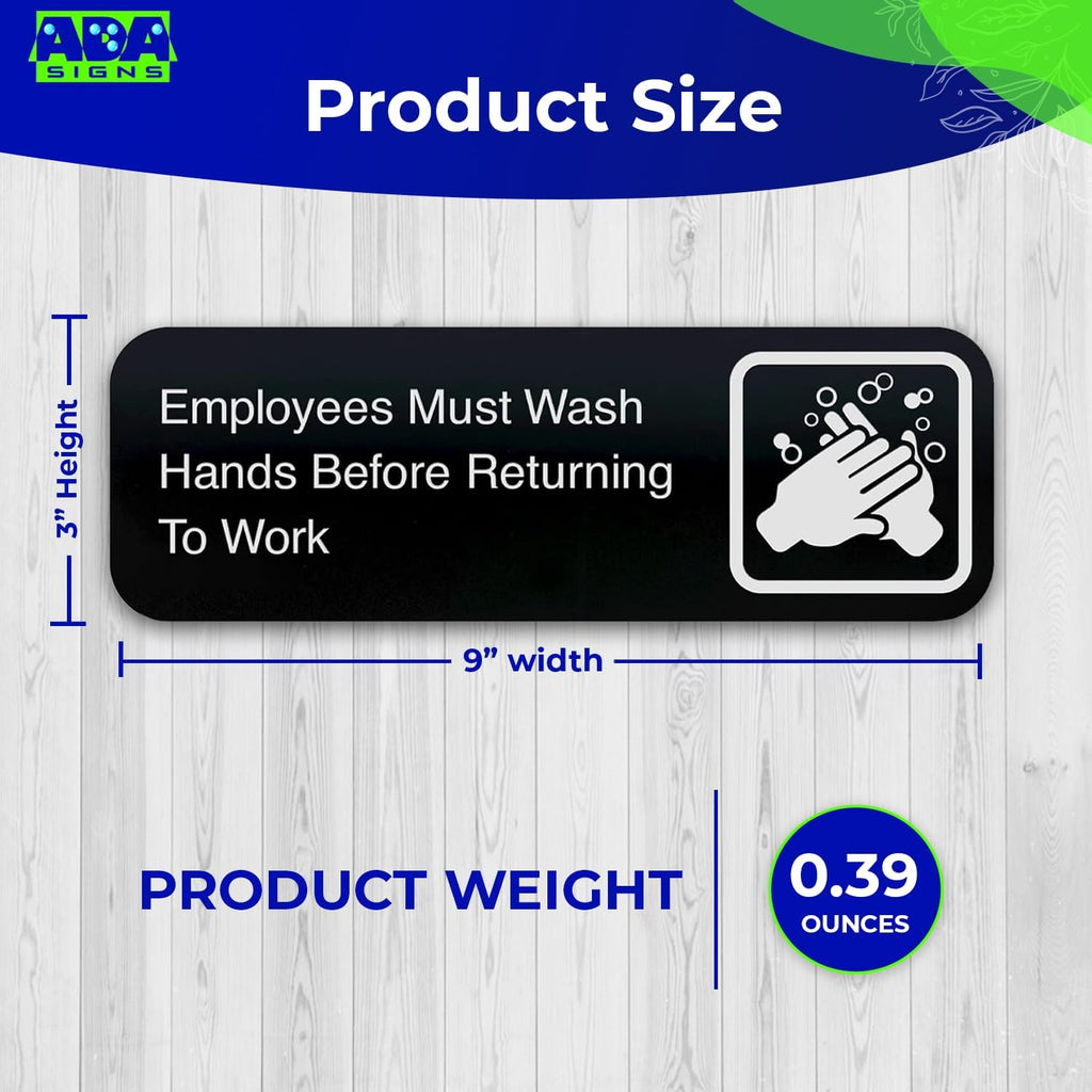 ADASigns Employees Must Wash Hands Before Returning to Work Sign 3 Pack