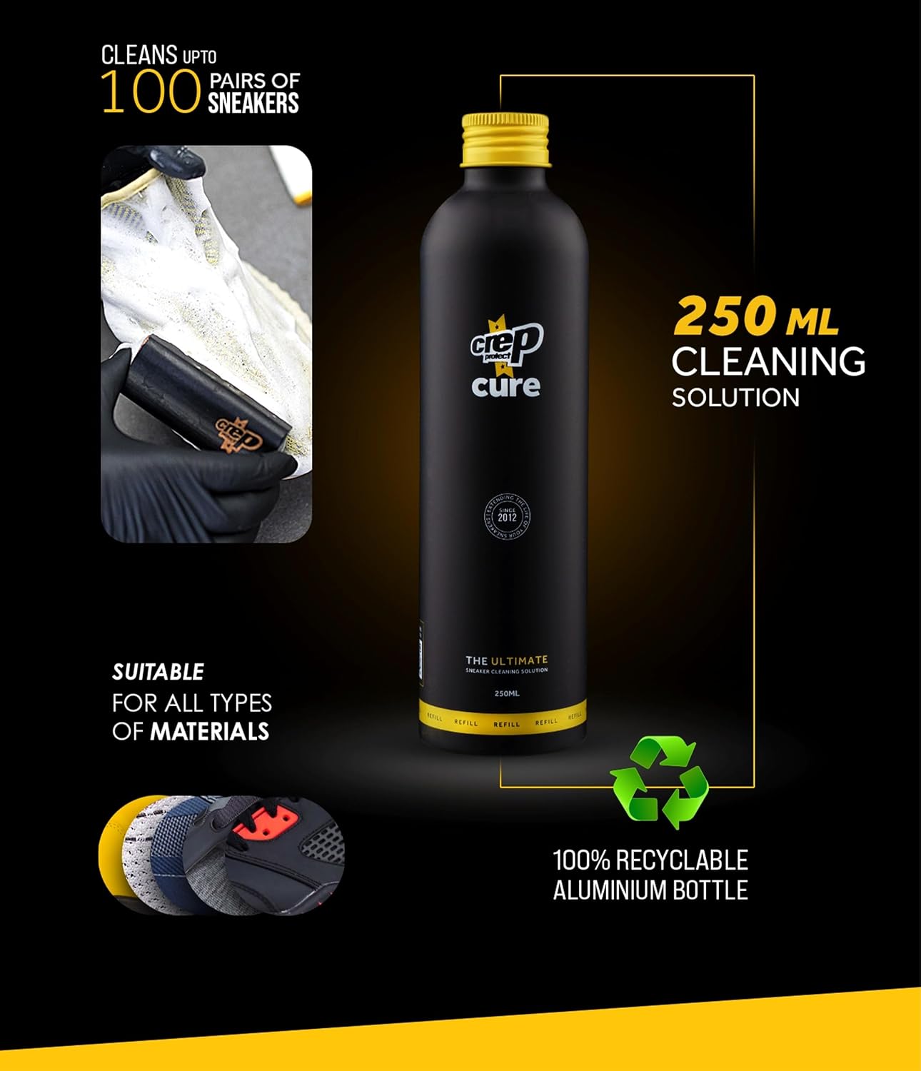 Deep Cleaning Shoe Cleaner & Sneaker Care Solution - Stain Remover for White Shoes, Leather, Suede, Nubuck, Canvas