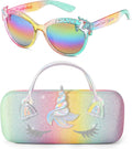 Kids Sunglasses Girls UV Protection Unicorn Heart Sunglasses with Kids Glasses Case Pouch