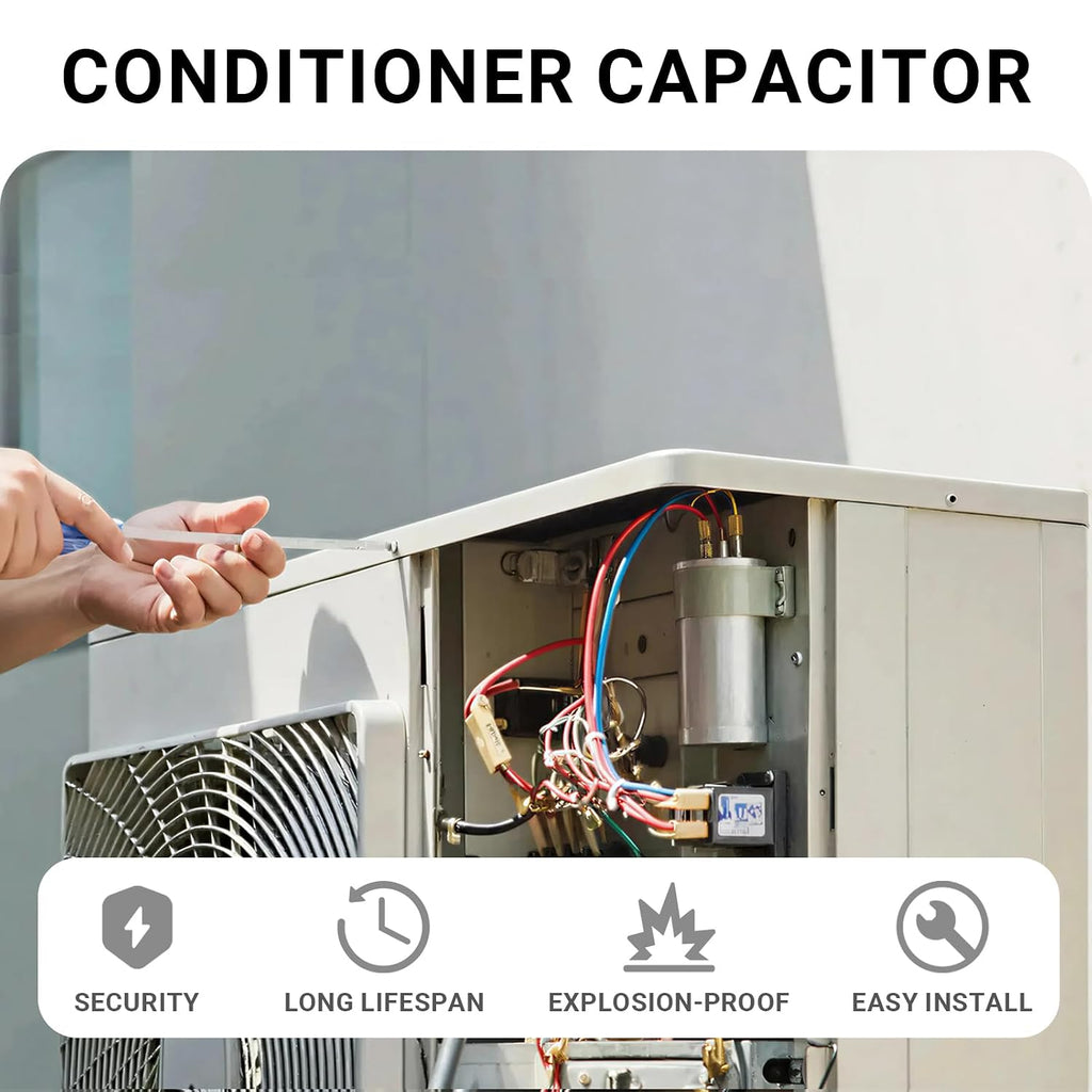 45/5uF 45/5MFD AC Capacitor CBB65B 45 5 uF MFD 45+5uF 370V/440V Round Dual Run Start A/C Capacitors ±6% 370VAC 440VAC for Air Conditioner