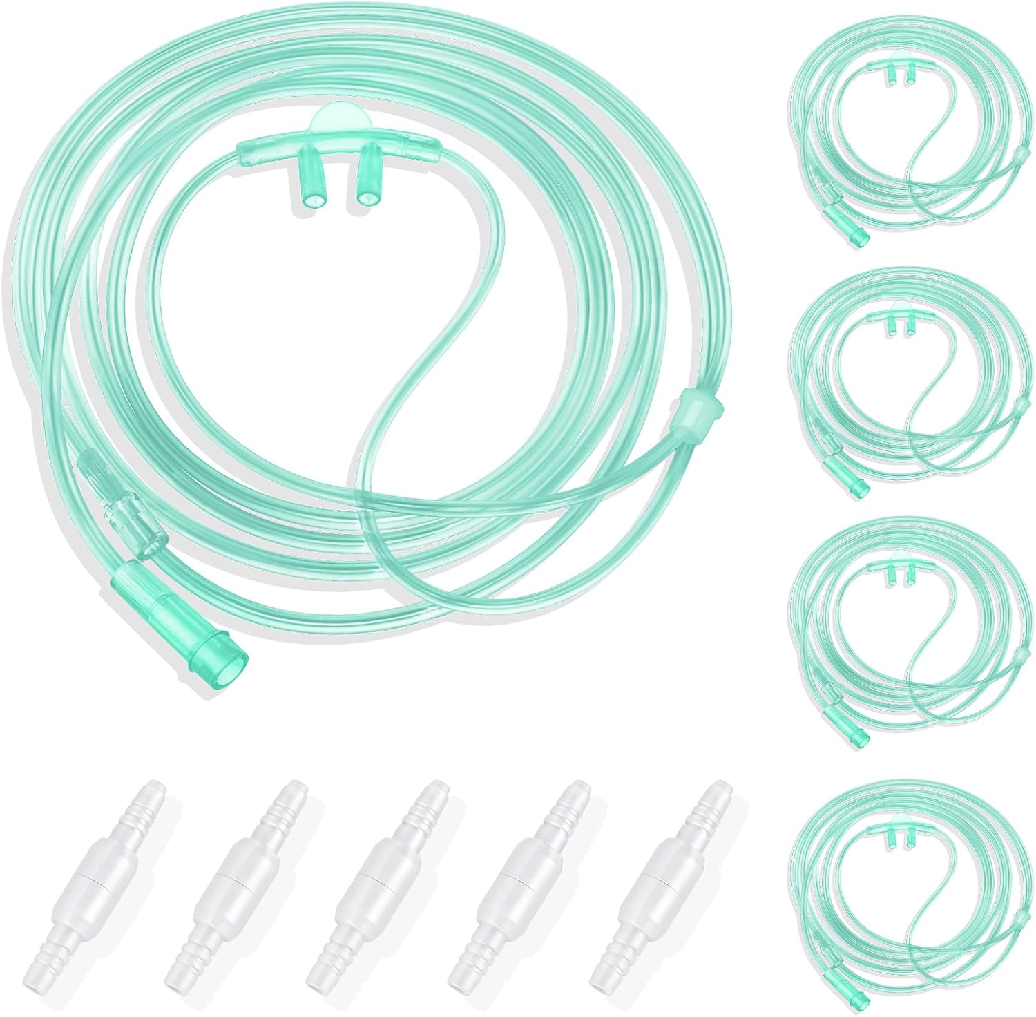 Adult Soft Nasal Oxygen Cannula Kit(10 Pack) - 7-ft Nasal Tubing for Oxygen, Included 5PCS Nasal Cannula Oxygen