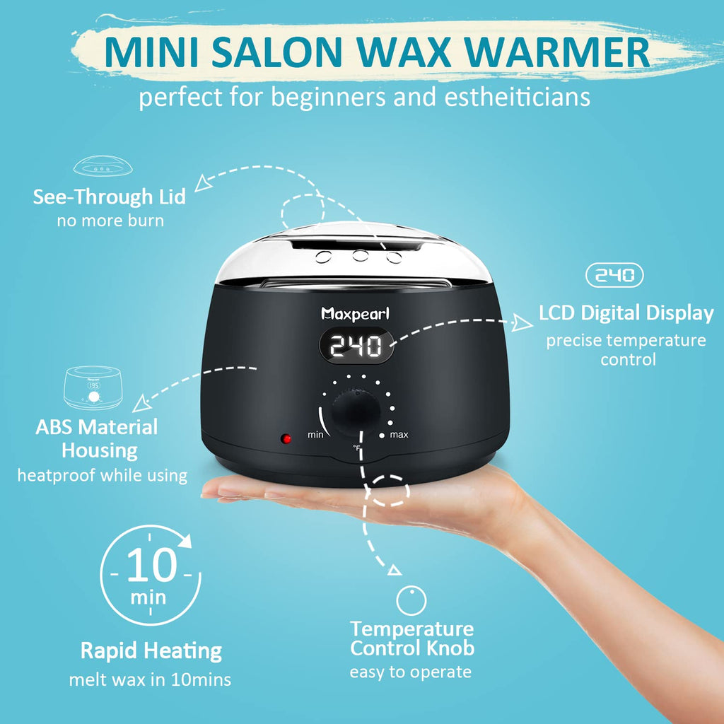 Digital Waxing Kit for Women Men, Easy to Use, Black | Precise Temperature Control, Home Hair Removal Wax Warmer with