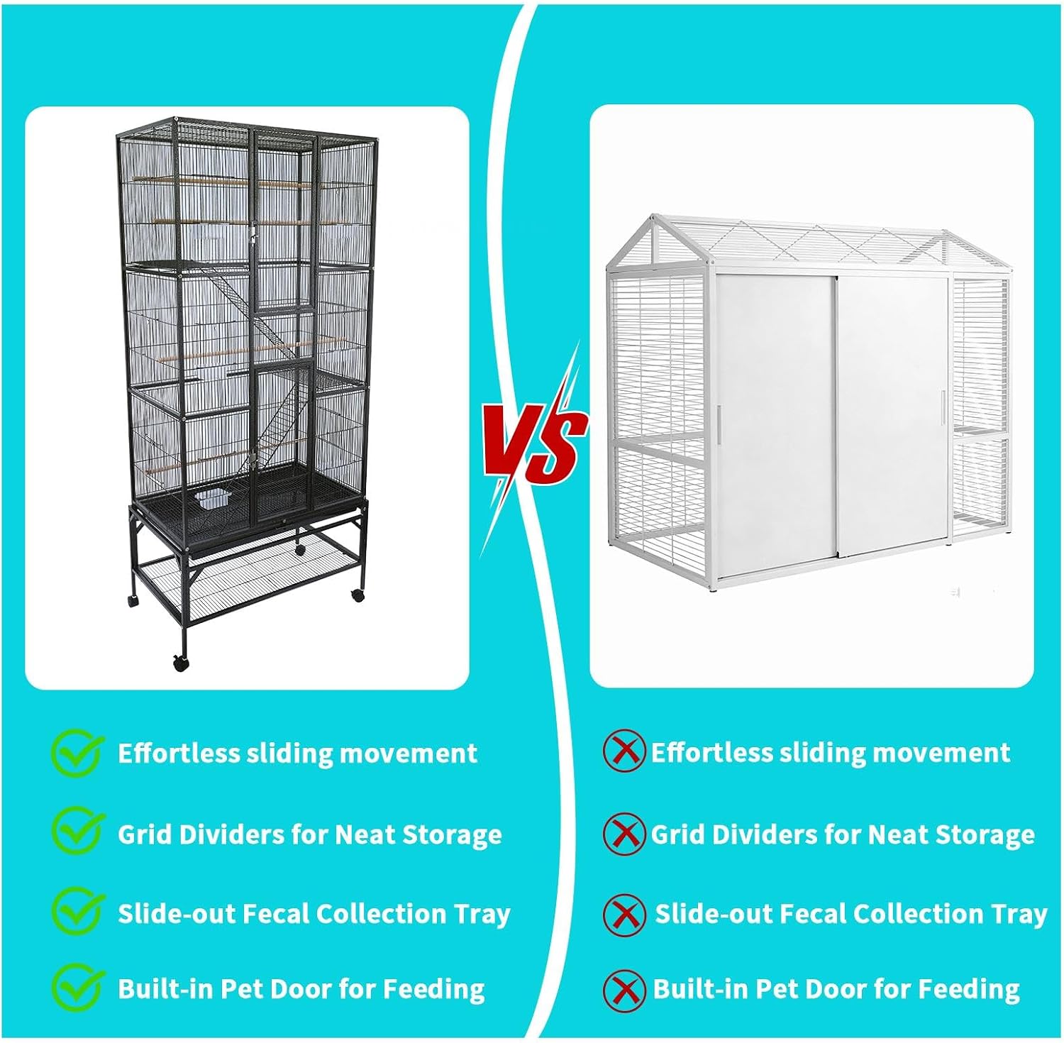 Professional Bird Keeper Cage, 31x18x69.5in Extra Large Vertical Flight Cage, Low-Carbon Steel Frame with Full