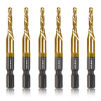 DKIBBITH 6-pc Metric M4 Combination Drill Tap Bit Set, M4*0.7 Thread Size, Titanium Coated High-Speed Steel, Ideal for Drilling and Threading in Soft Metal Wood and Plastic,1/4" Hex Shank