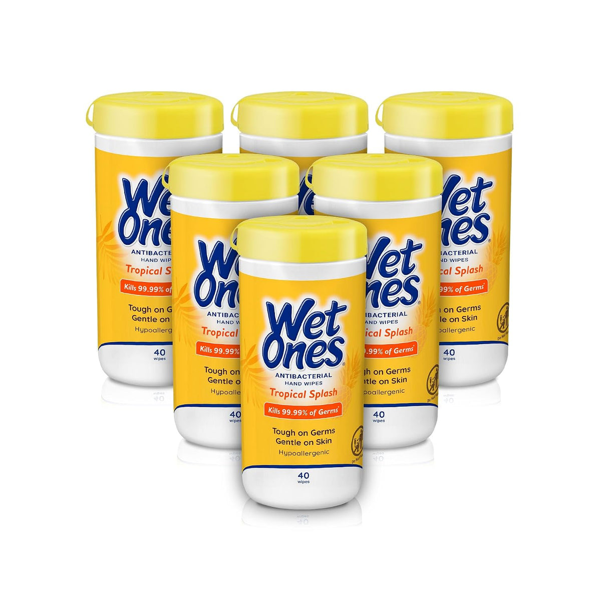 Antibacterial Hand Wipes, Tropical Splash, 40 ct Canister (6 Pack)