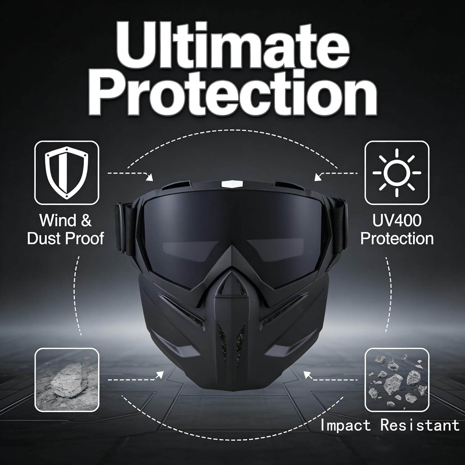 Paintball Mask Anti Fog, Full Face Tactical Mask Goggles Detachable for Motorcycle Cycling Skiing Halloween CS Game