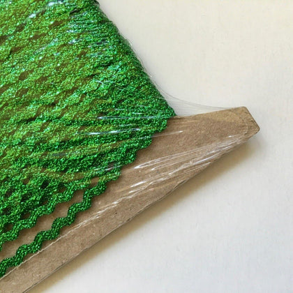 1/4" Metallic Green Baby Rick Rack Trim - Elegant Sparkle for Quilts, Crafts (36 or 109 Yards) | 109 Yards