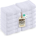 12 Pack Premium Wash Cloths, 12x12 in, 100% Cotton, White | Highly Absorbent Soft Feel Lightweight Washcloths