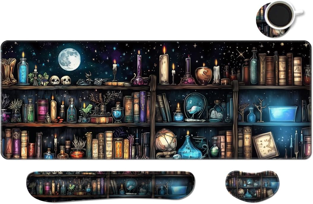 Keyboard Mouse Pad Set, Extended Gaming Mouse Pad+Ergonomics Keyboard Wrist Rest Support, Memory Foam, Easy Typing
