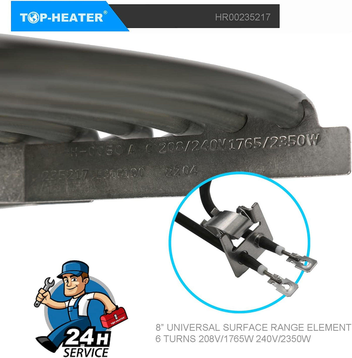 WB30X348 Electric Stove Coil Burner Element, 8 Inch 2350W 1Pack
