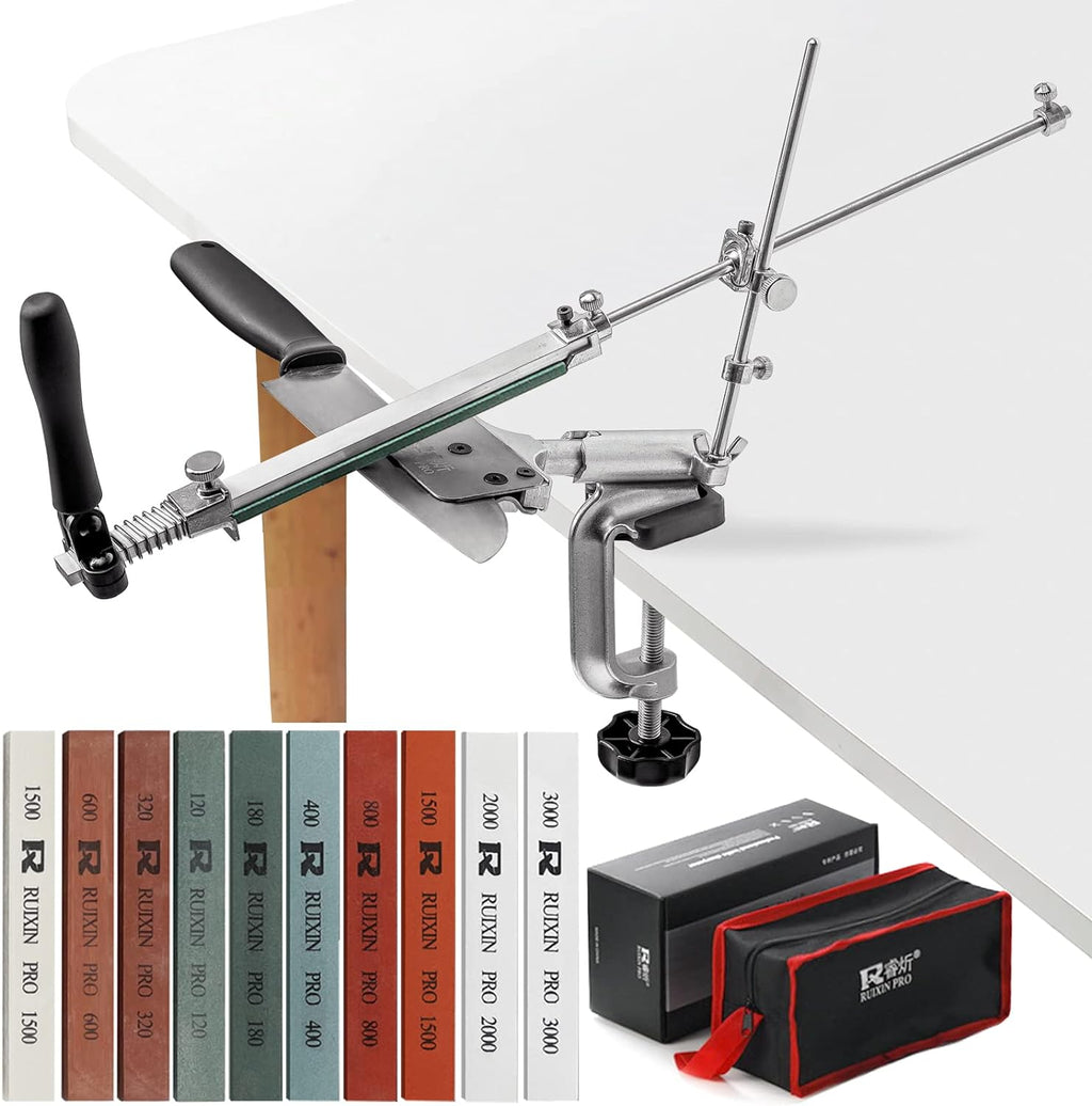 Upgraded RUIXIN PRO RX-008 Professional Knife Sharpener with 10 Whetstones, 360° Rotation Flip Design Fixed-Angle