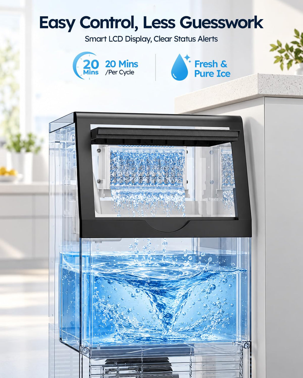 Commercial Ice Maker Machine, 120lbs/24H with 33lbs Ice Storage