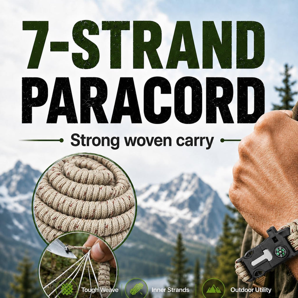 Sports Whistle, 6-in-1 Survival Whistle with Compass & Fire Starter | ABS Plastic & Paracord, Compact Wristband