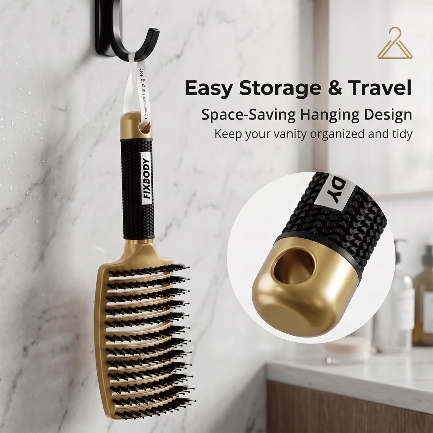 Boar Bristle Hair Brush - Curved & Vented & Oversize Design Detangling Hair Brush for Women Long, Thick, Curly and