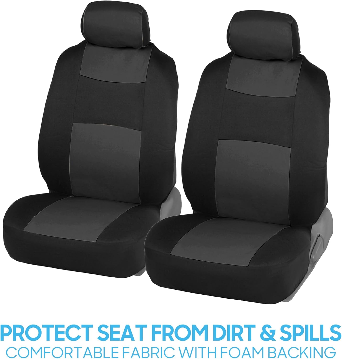 PolyPro Car Seat Covers Full Set in Charcoal on Black – Front and Rear Split Bench for Cars, Easy to Install Cover