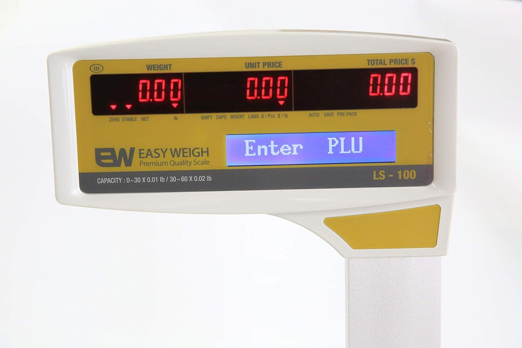 LS-100 60 LB Dual Range Fast Reliable Price Computing Printing Scale, LED & Alpha Large LCD, NTEP, Heavy Duty, Easy
