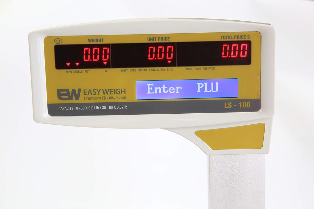 LS-100 60 LB Dual Range Fast Reliable Price Computing Printing Scale, LED & Alpha Large LCD, NTEP, Heavy Duty, Easy