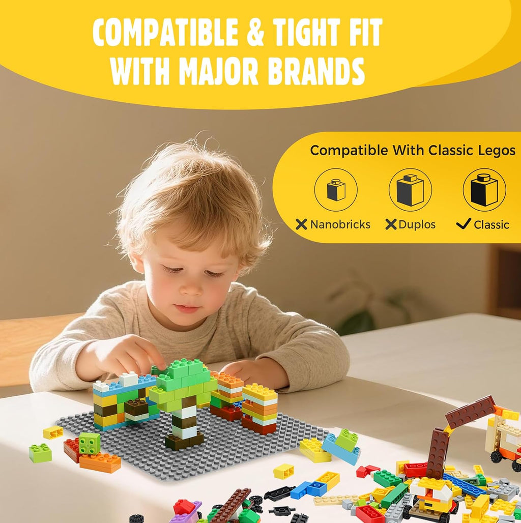 Classic Baseplates Building Base Plates for Building Bricks 100% Compatible with Major Brands-Baseplates 10" x 10"