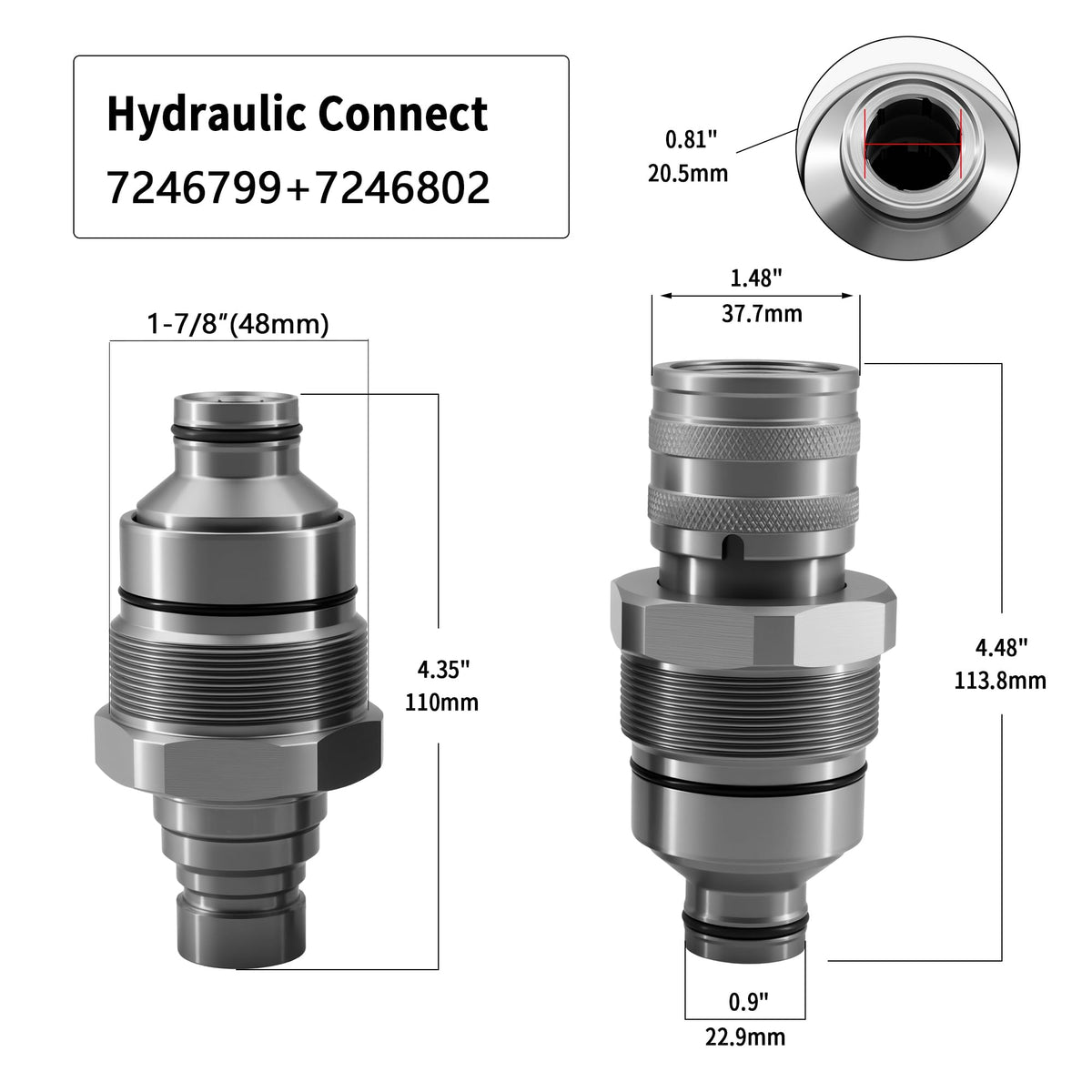 Hydraulic Flat Face Quick Coupler for Bobcat John Deere Skid Steer Loaders