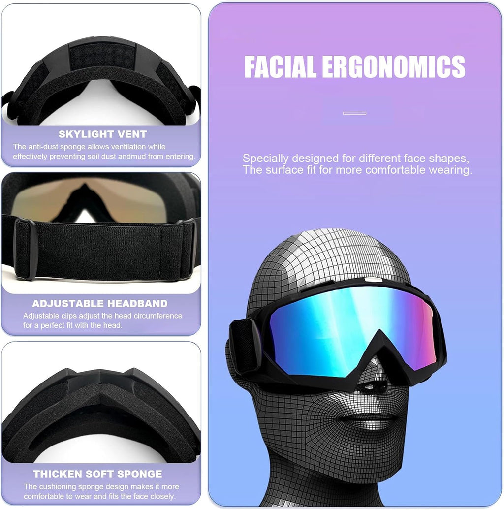 Motorcycle Goggles with Face Mask, Windproof Dirt Bike Racing Ski Goggles Protective Safety Glasses with Balaclava