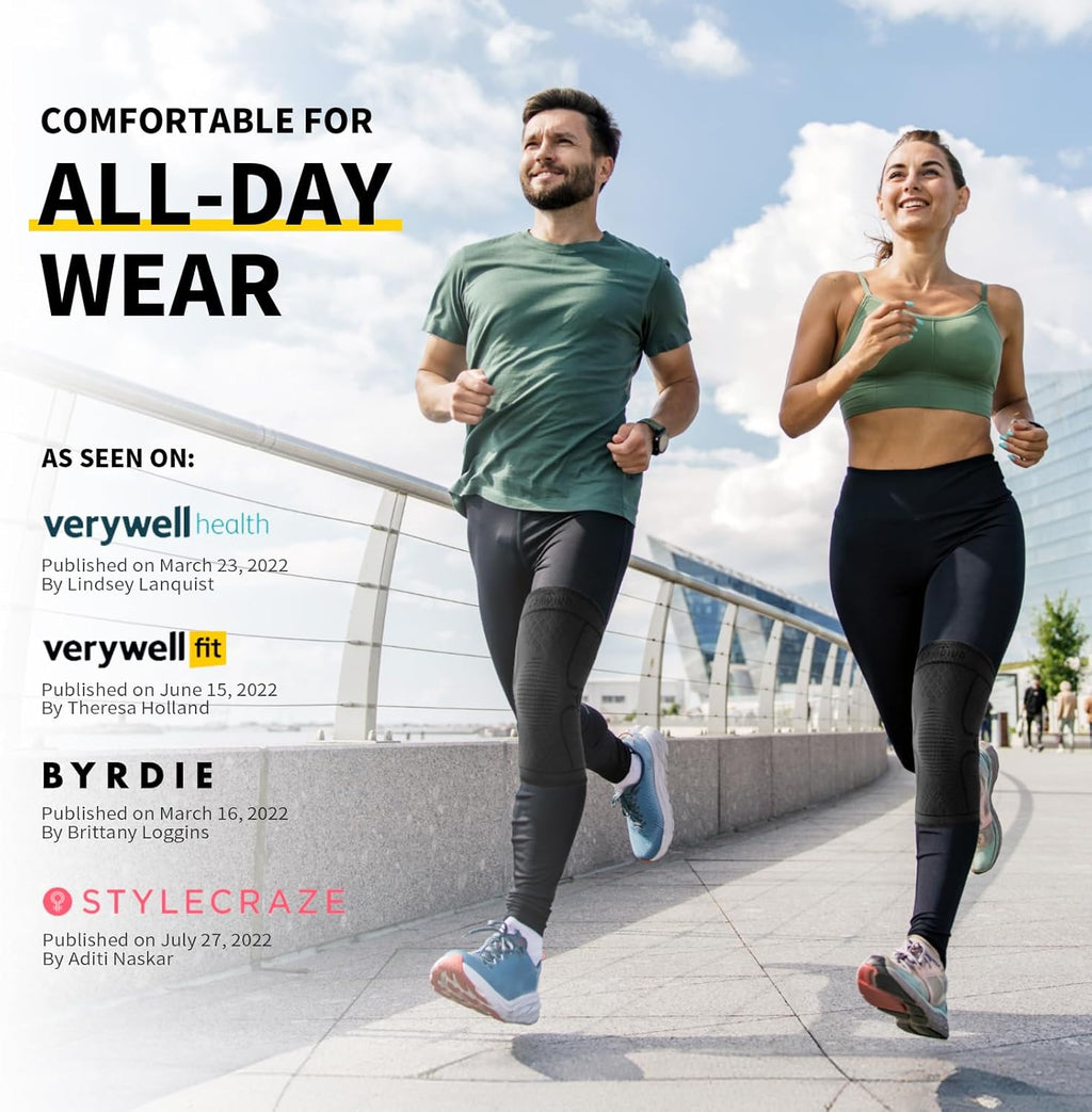 2 Pack Knee Braces for Women & Men, Knee Compression Sleeves for Knee Pain Relief, Knee Support with Non-Slip