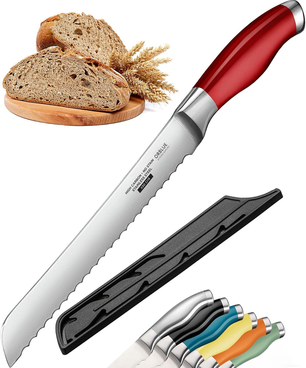 Serrated Bread Knife Ultra-Sharp Stainless Steel Professional Grade Bread Cutter - Cuts Thick Loaves Effortlessly