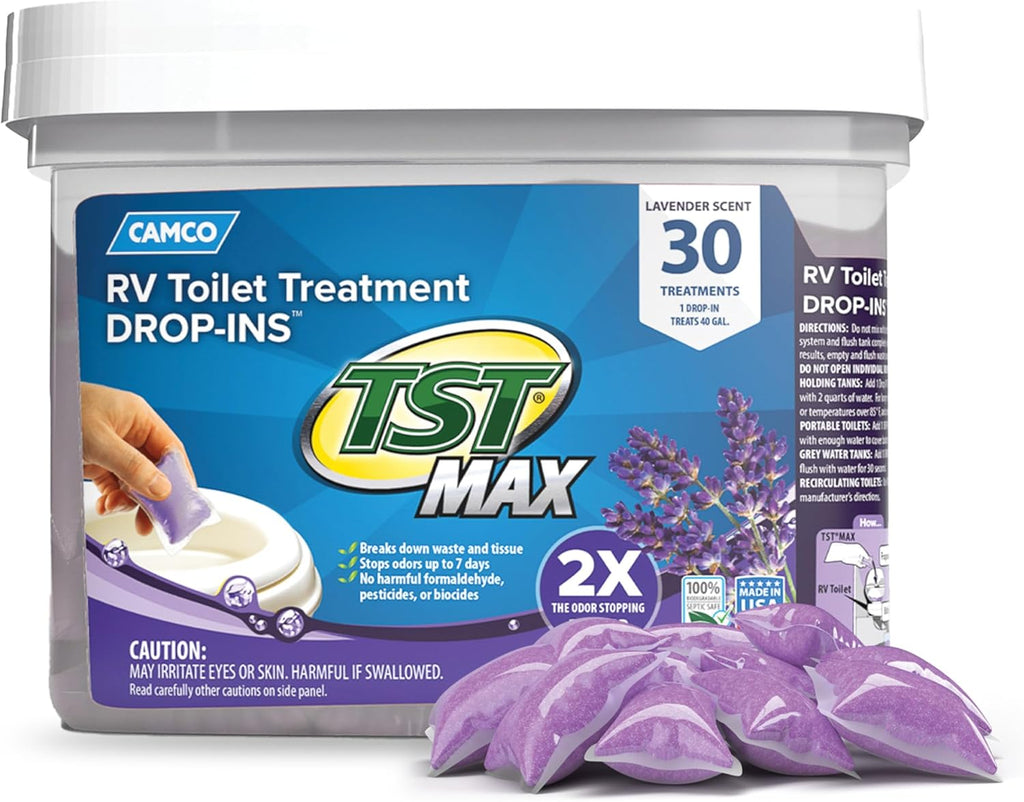 TST MAX RV Toilet Treatment Drop-INs - Control Unwanted Odors and Break Down Waste and Tissue - Septic Tank Safe