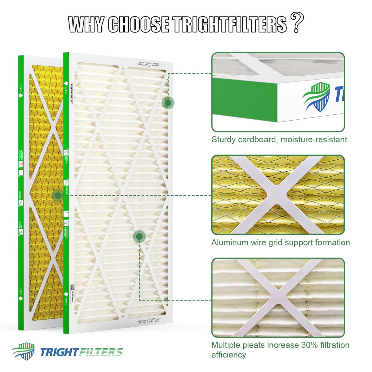 20x30x1 Air Filter 4 Pack, MERV 11 Dust & Pet Dander Defense