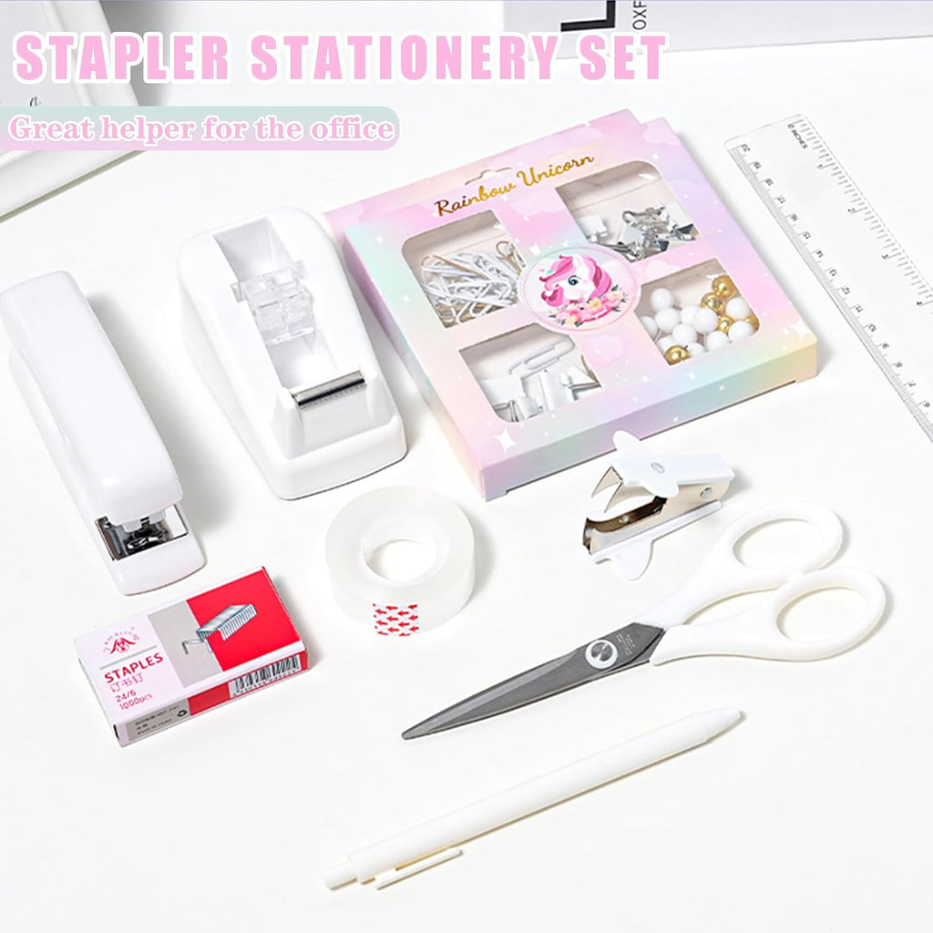 Desk Accessories with Pen Holder, Office Supplies Desk Organizers and Accessories, Tape Dispenser, Stapler, Staple