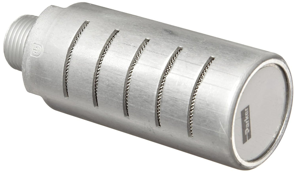 Parker ES37MC Aluminum Exhaust Silencer, 3/8" NPTF, 219 scfm Flow, 1.26" Diameter x 3.31" Length, 250 psi