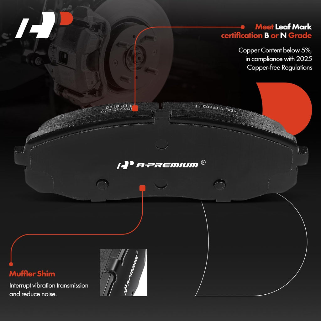 A-Premium Front Ceramic Brake Pads Compatible with Kia
