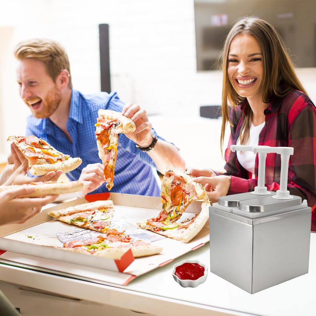 4L/1.06Gal Stainless Steel Double Sauce Dispenser Pump