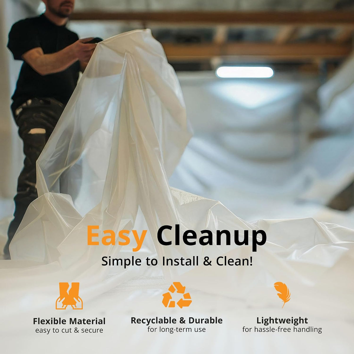 Opaque 6 Mil Plastic Sheeting Roll 10' x 25' Heavy Duty